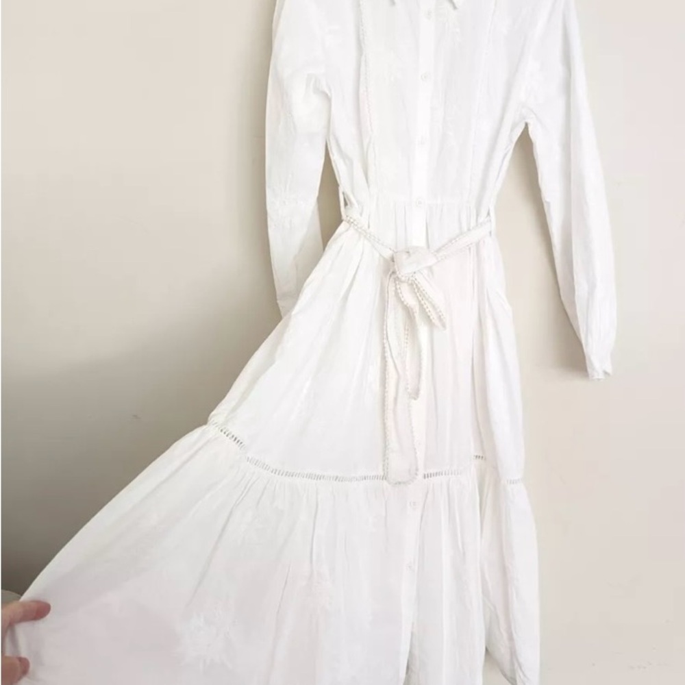 Zara new white embroidered shirt dress size. XL - Picture 3 of 12